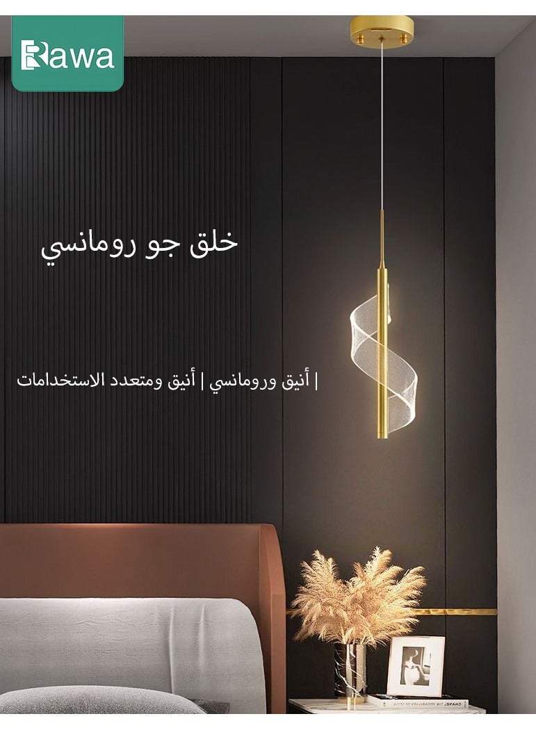 روعة مصباح LED ثلاثي الألوان من طراز Nordic للإضاءة الداخلية المعلقة مناسب للديكور المنزلي بجانب السرير وغرفة المعيشة وطاولة الطعام والممر إضاءة حديثة بسيطة وفنية باللون الذهبي - Image 1